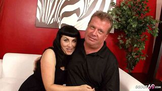 Hairy Mature Claudine’s Real First Porn with her own tiny dick husband